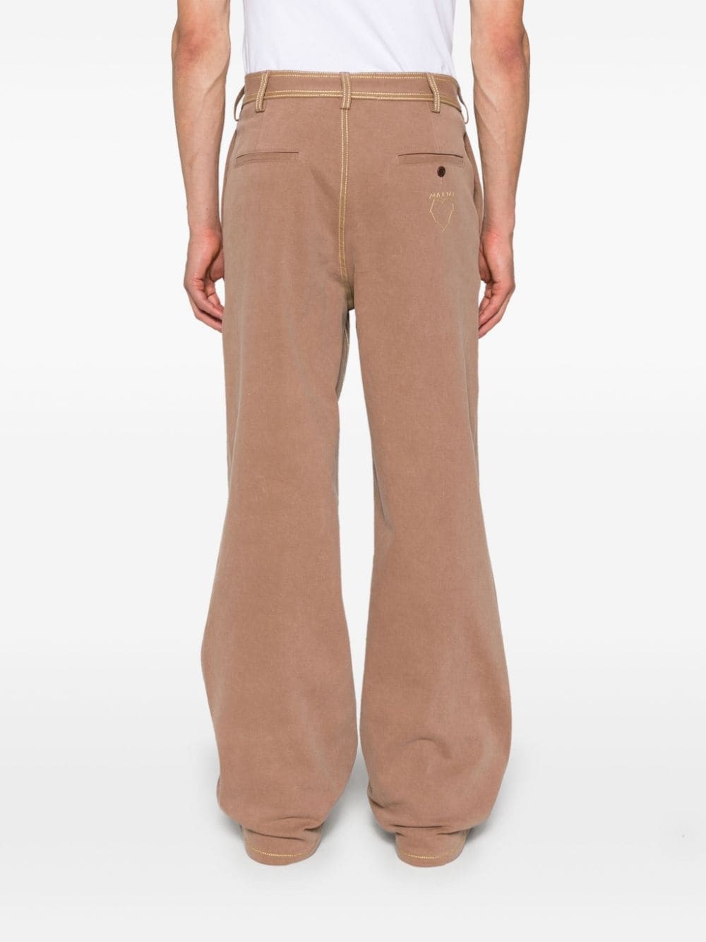 contrast-stitching straight-leg trousers - 4