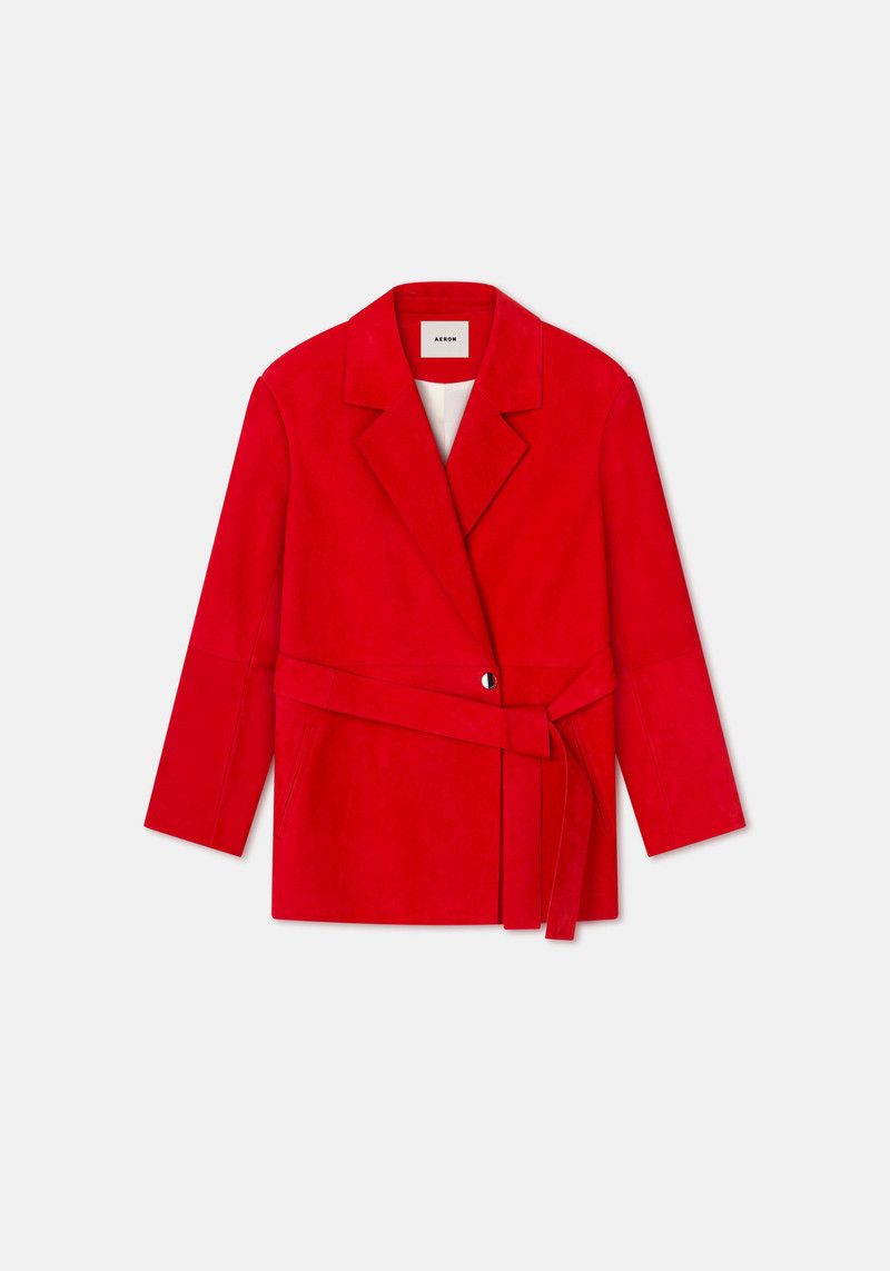 SWORD Suede belted blazer 1