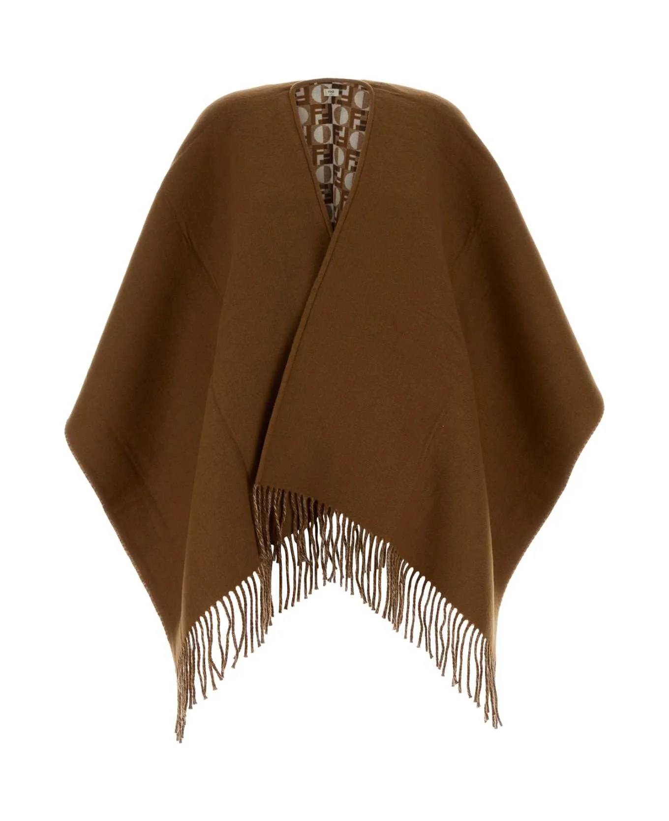 Biscuit Wool Blend Reversible Cape - 1