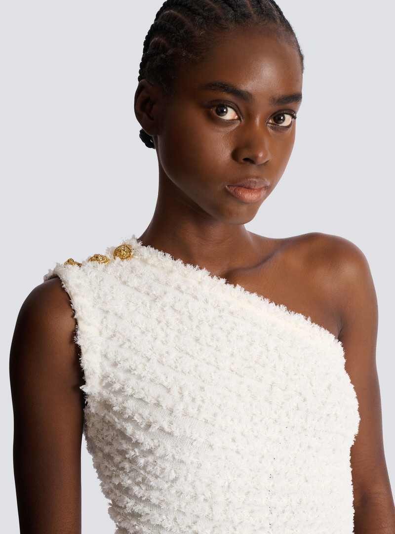 Dotted tweed one-shoulder dress 7