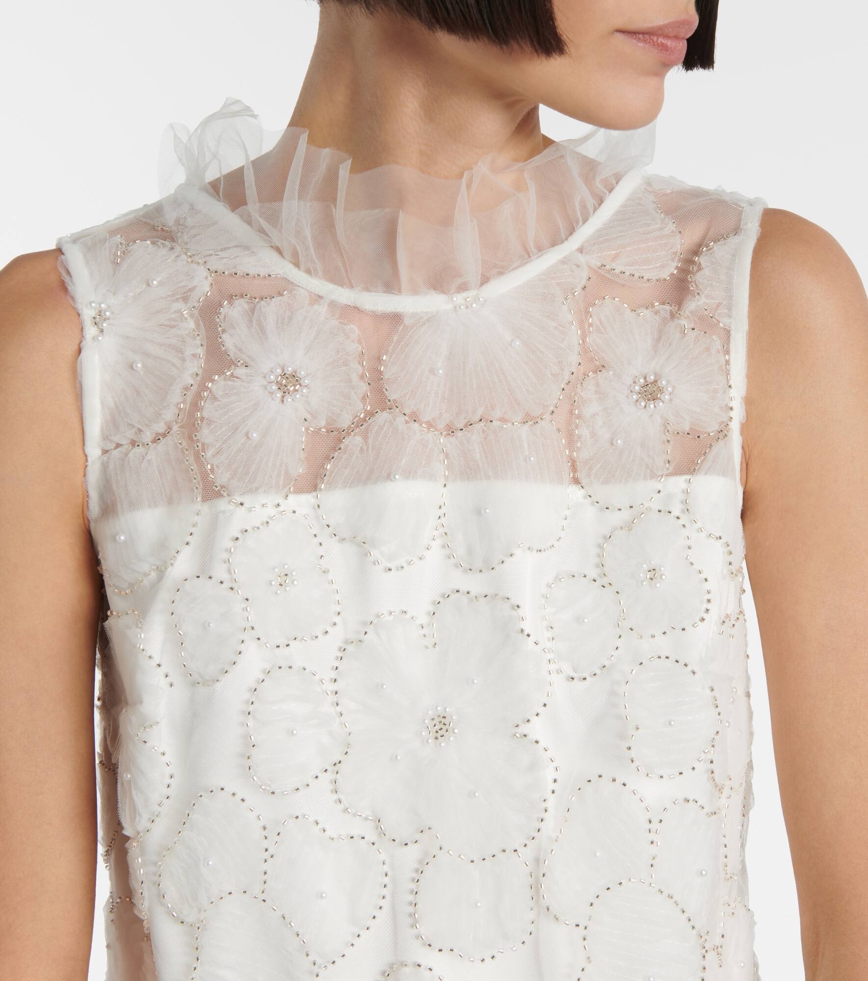 Bridal bow-detail beaded satin minidress - 4
