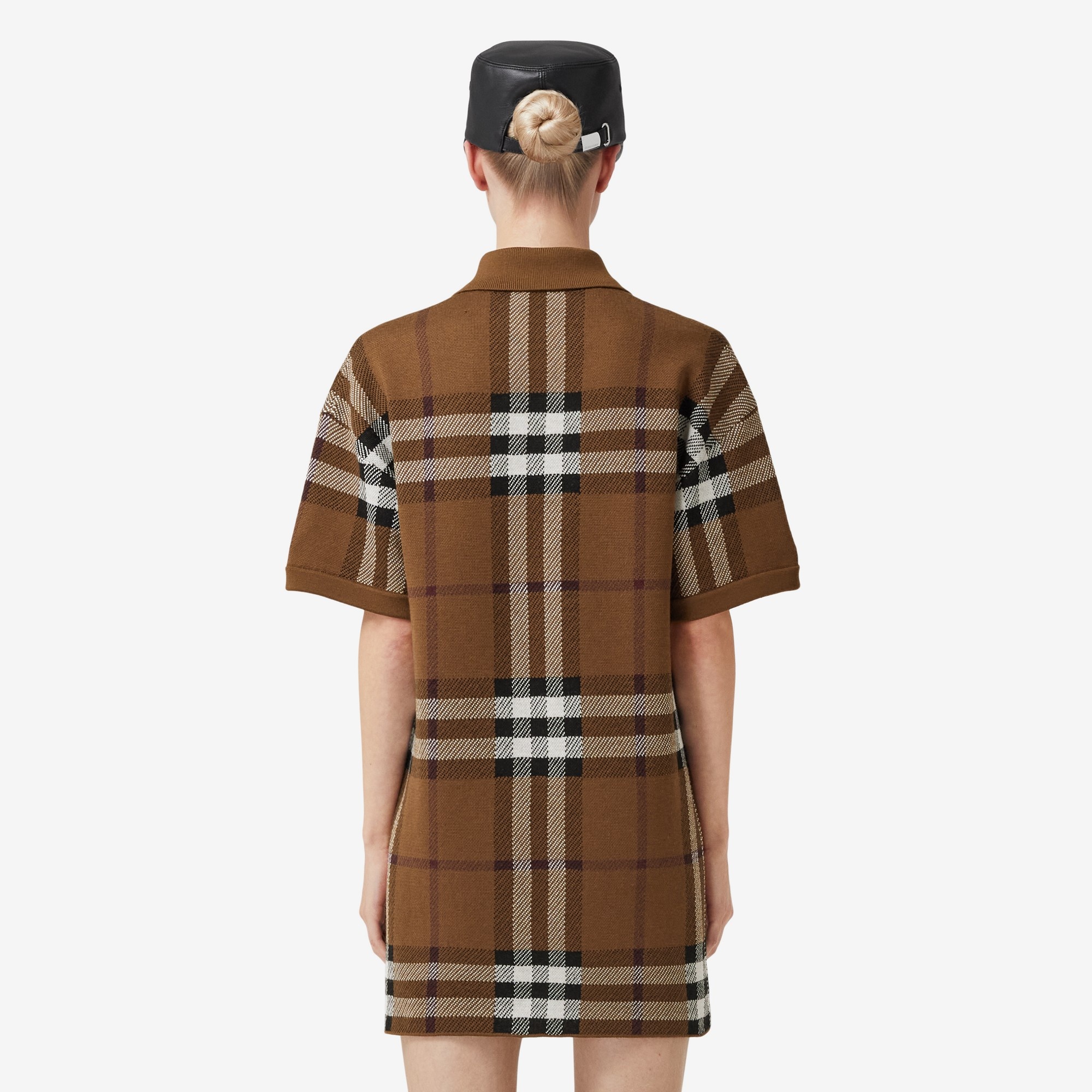 Check Wool Jacquard Polo Shirt Dress - 4