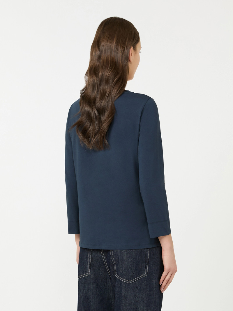 DURATA Cotton knit T-shirt - ULTRAMARINE 4