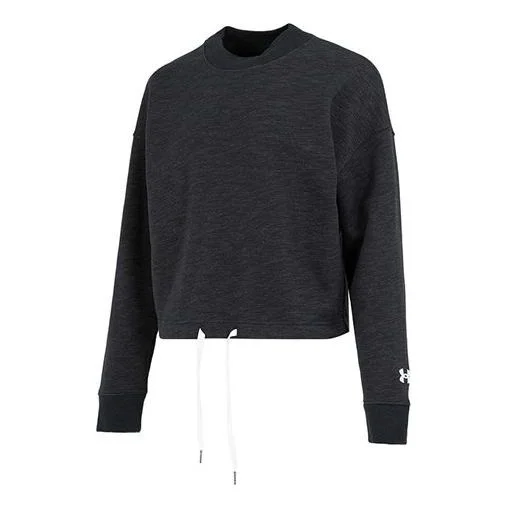 (WMNS) Under Armour Essential Script Crew Sweatshirt 'Black' 1374108-001 - 1