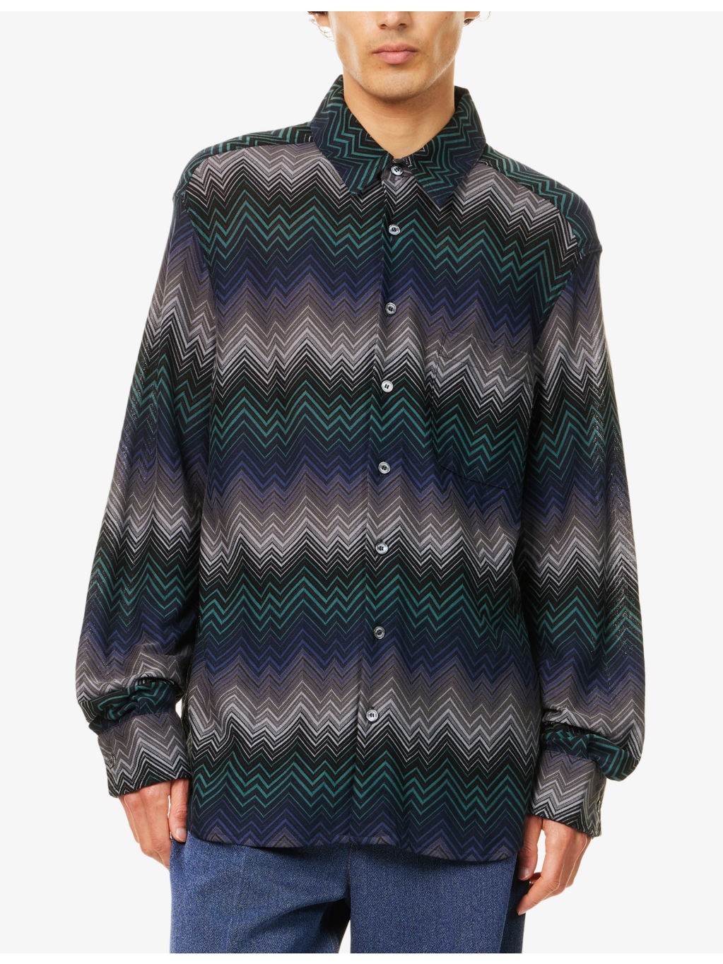 Chevron Relaxed-Fit Cotton-Blend Shirt - 3