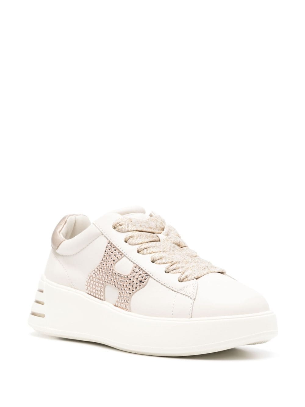 crystal-embellished leather sneakers - 2