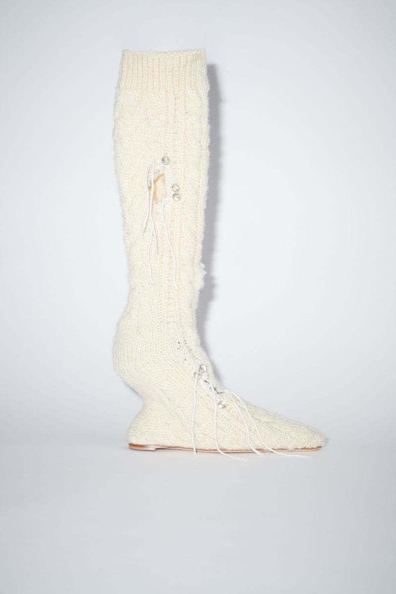 Distressed sock boots - Cream beige 1