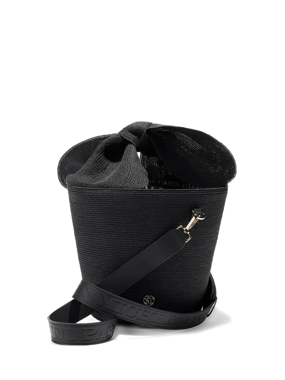 Barbara bow-detail straw bucket bag - 1