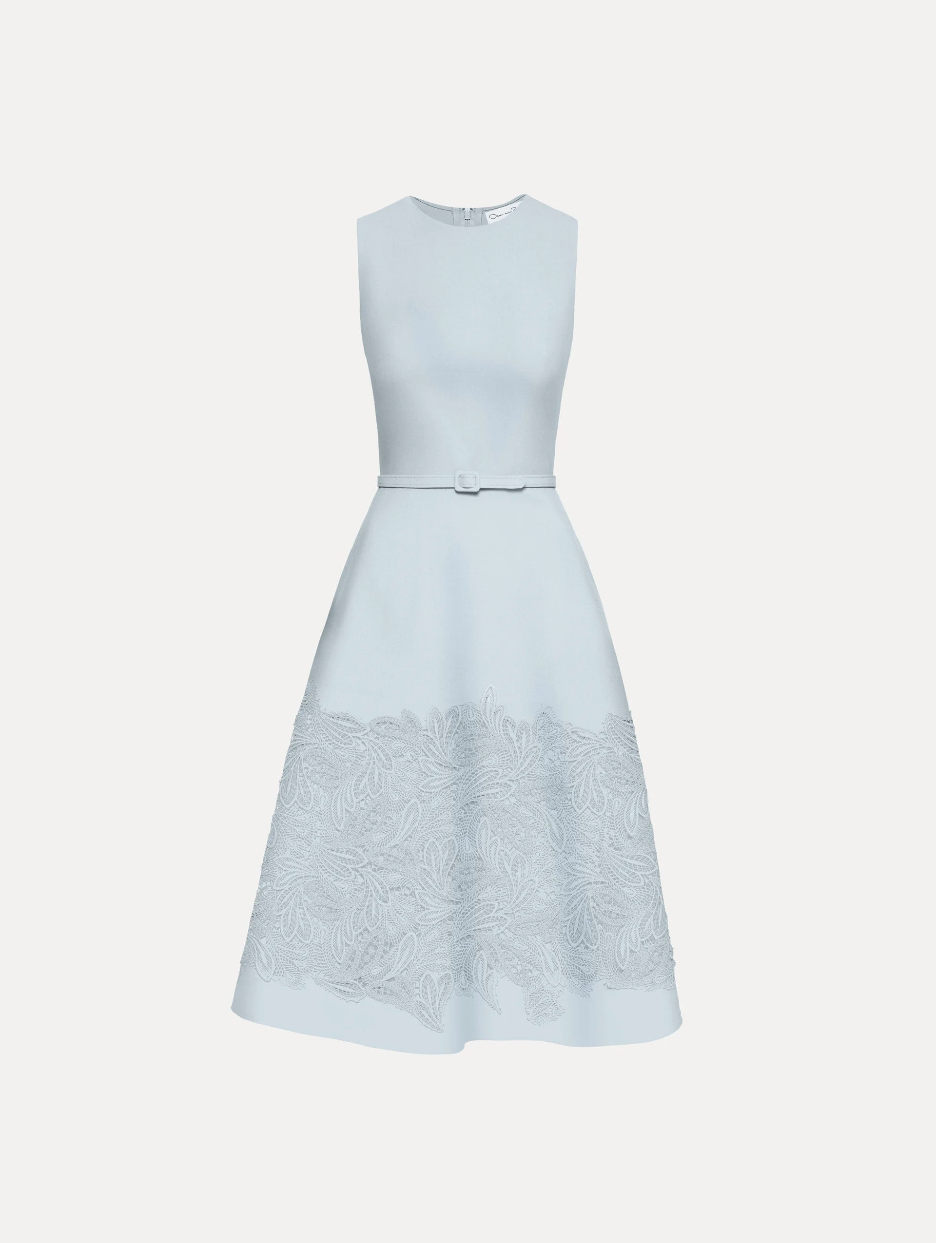 FEATHER SCROLL GUIPURE WOOL DRESS - 1