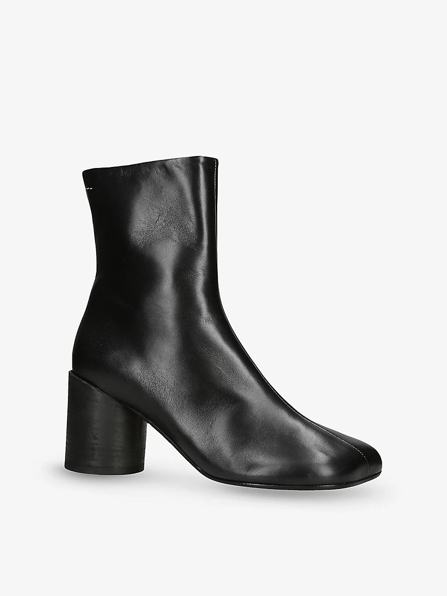 Round-toe leather heeled ankle boots - 2