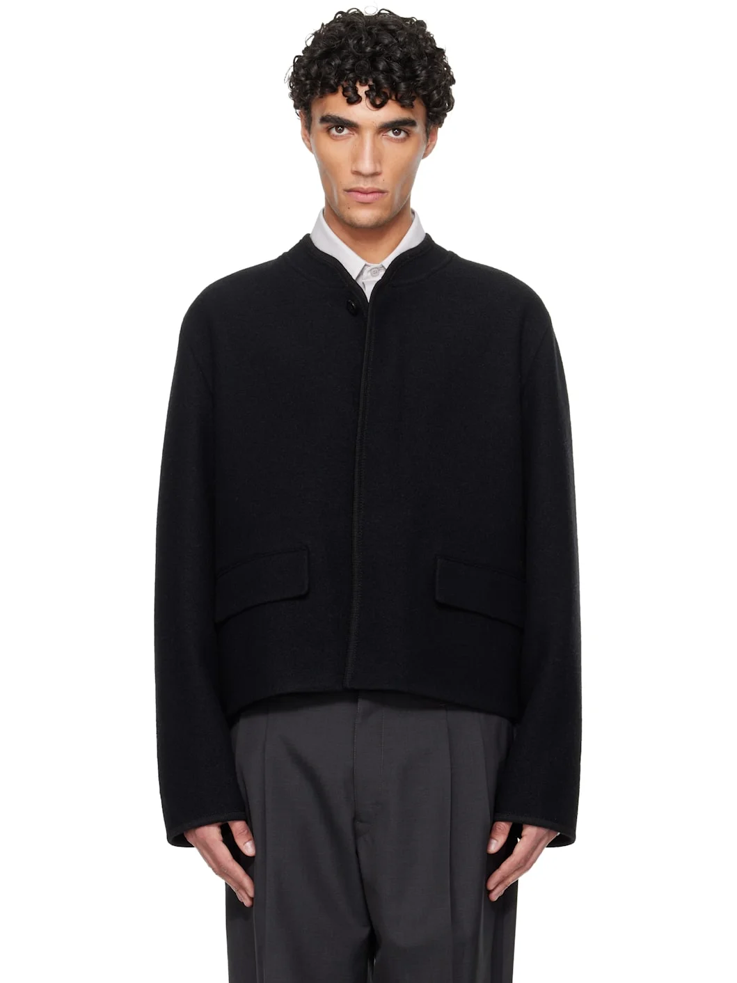 Black Walker City Crop Jacket - 1