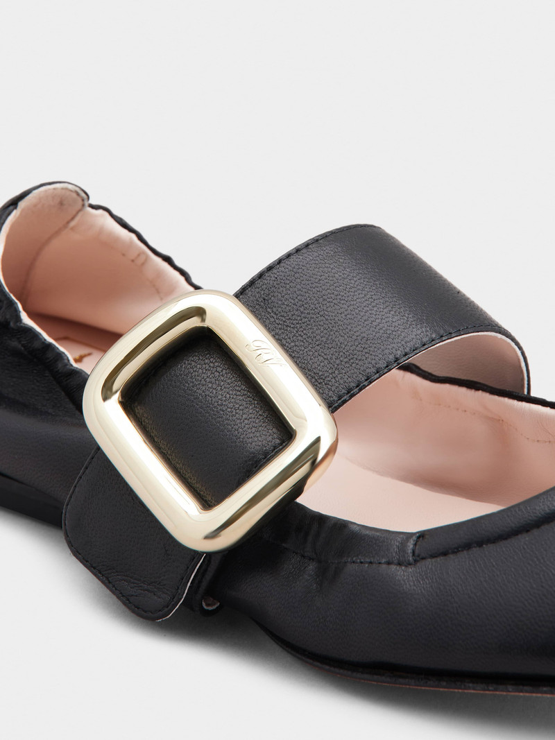 Viv' Choc Metal Buckle Babies Ballerinas in Leather 3