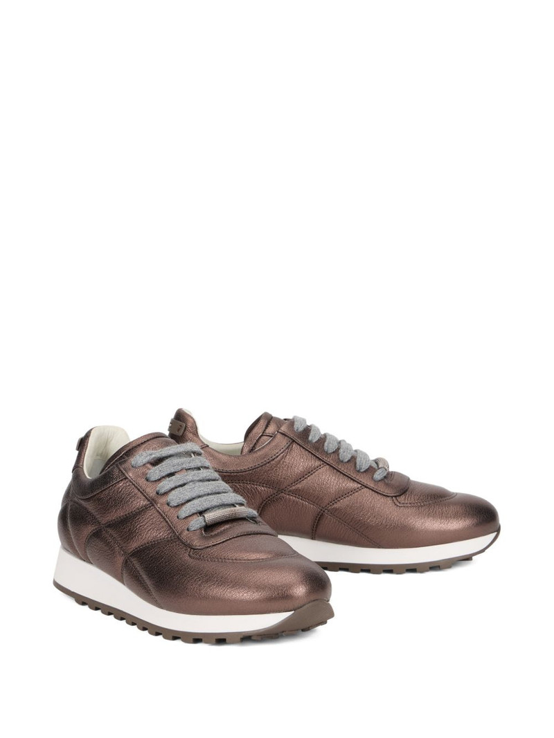 PESERICO quilted lace-up sneakers outlook