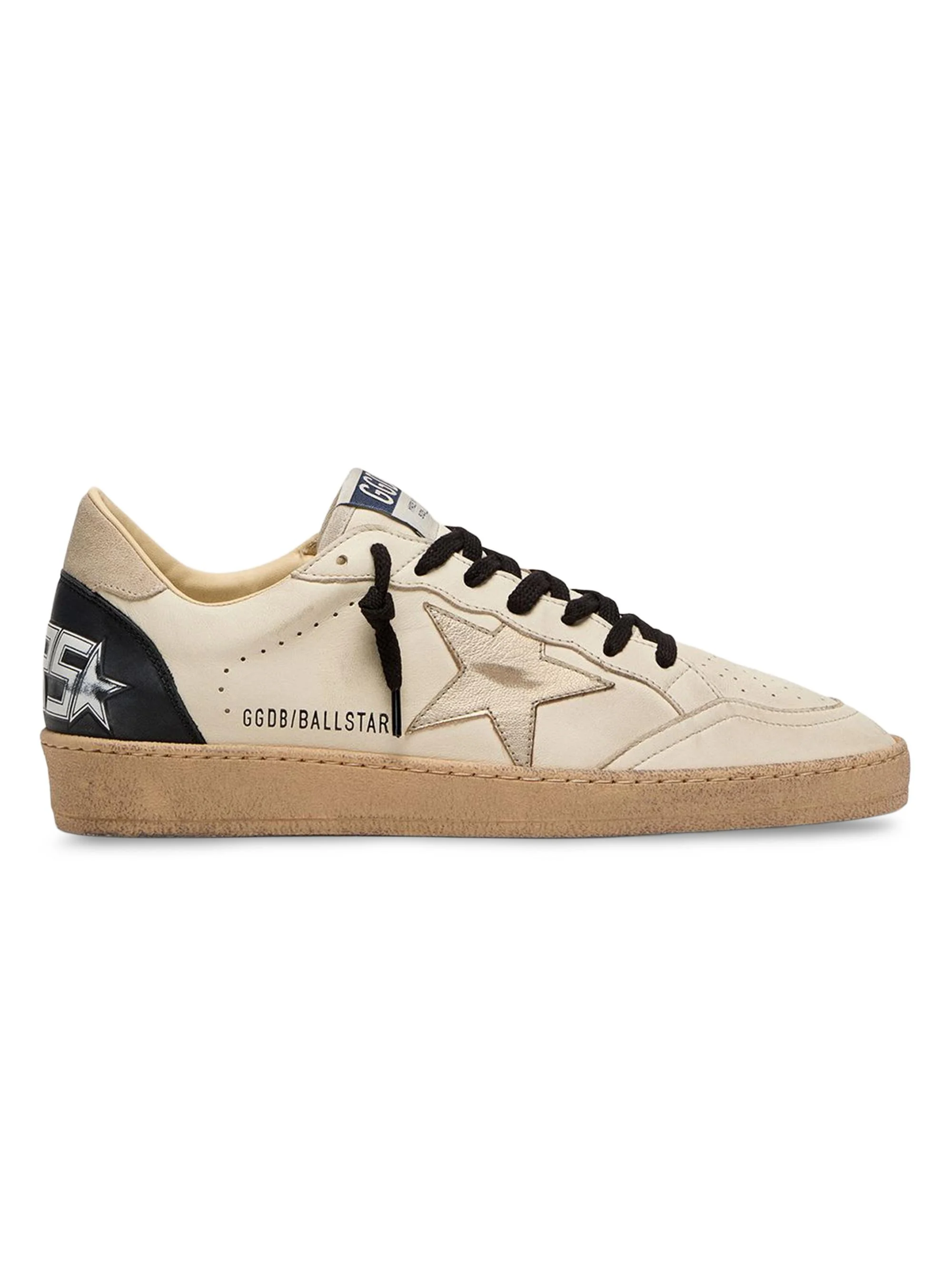 Men's Ball Star Leather Low-Top Sneakers - White Beige Platinum Black - 1