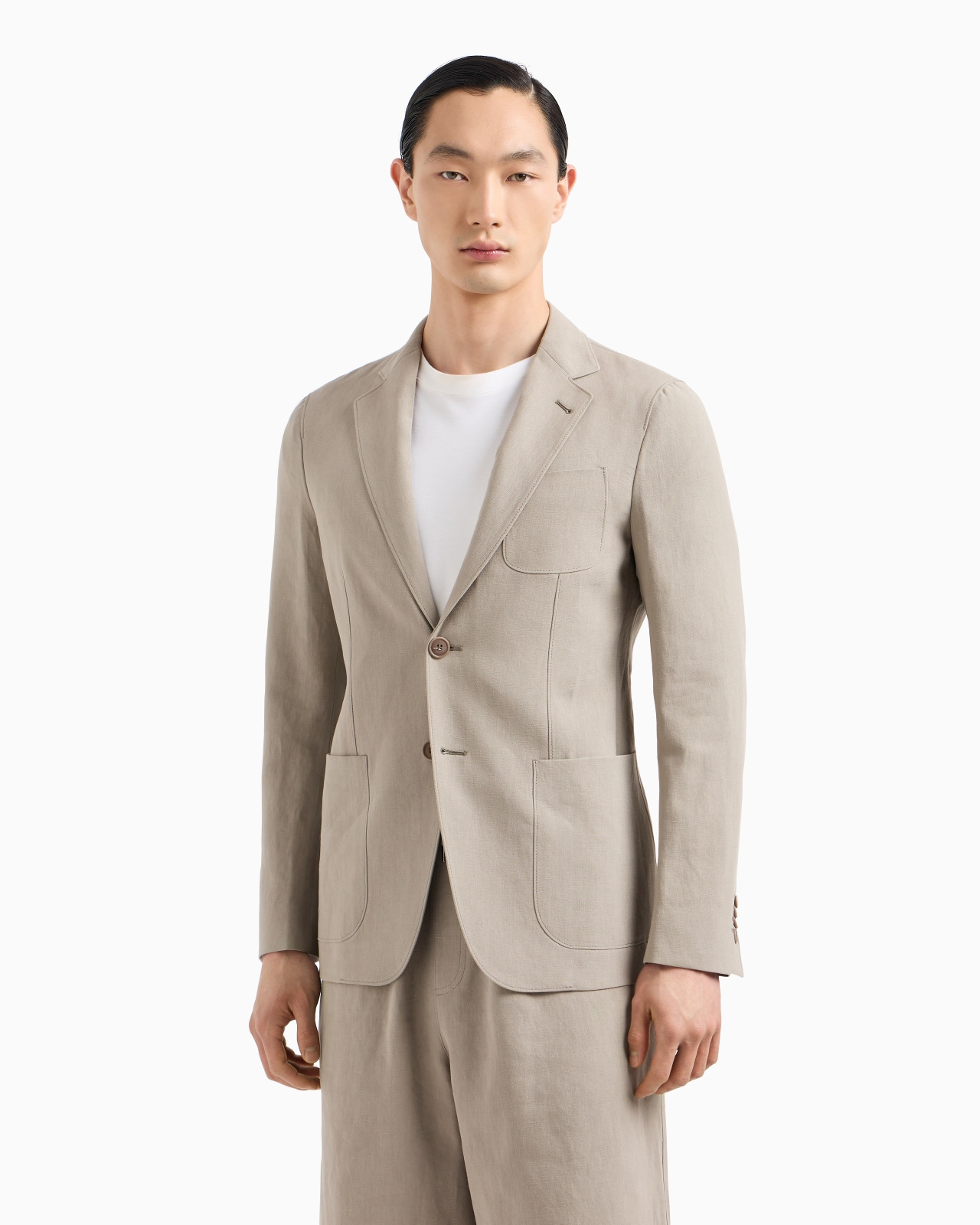 UPTON LINE SINGLE-BREASTED JACKET IN LINEN CANVAS - 4