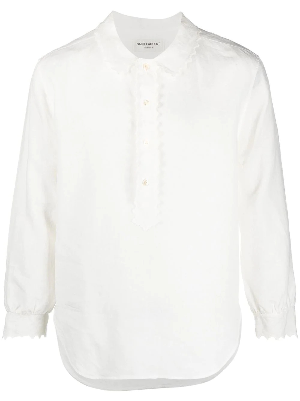 scallop-trimmed linen shirt - 1