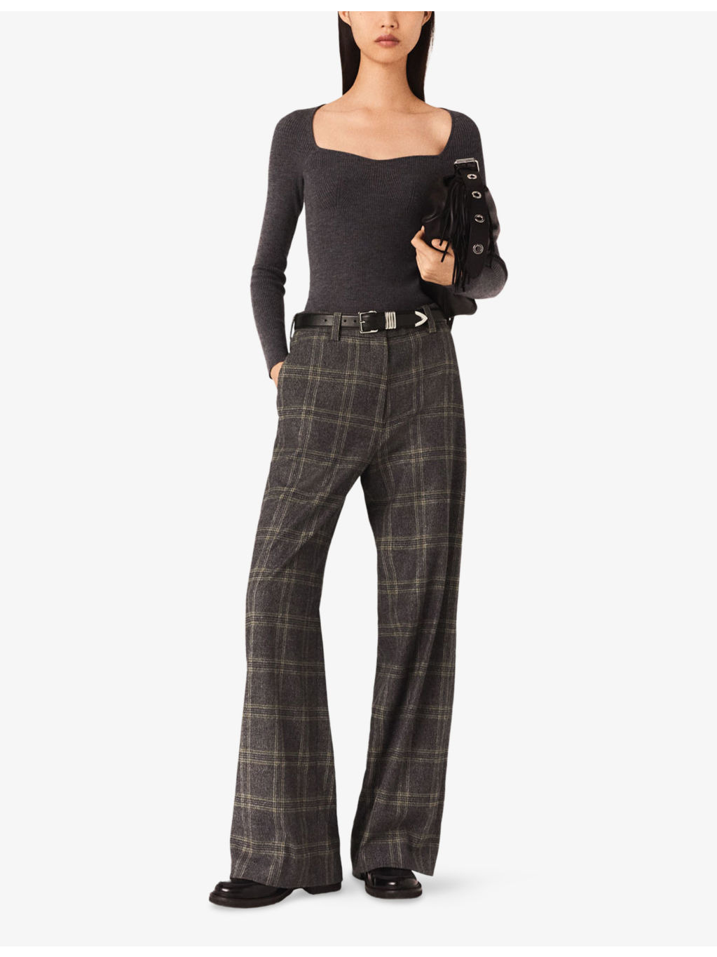 Checked Wide-Leg Stretch-Woven Trousers - 2