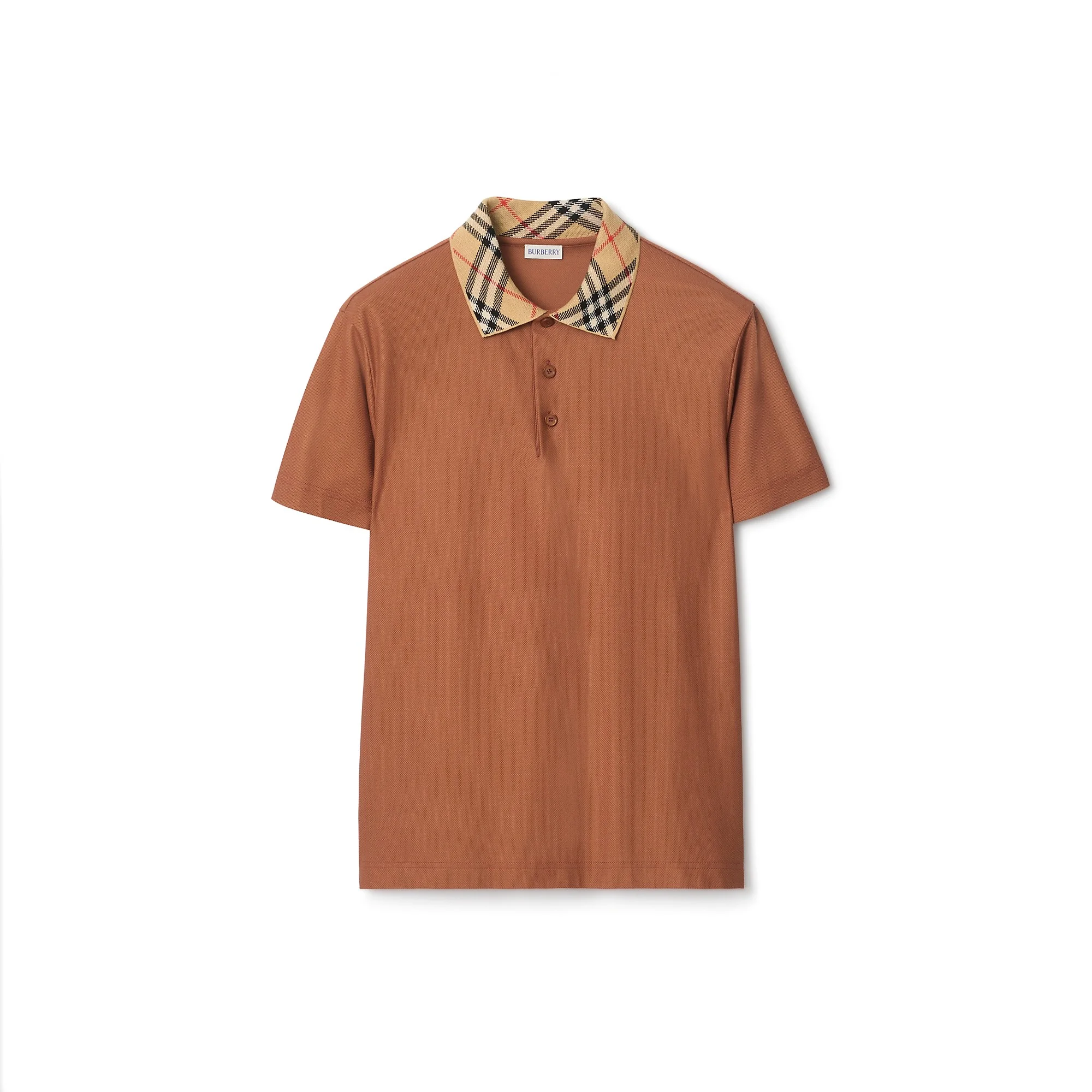 Check Collar Cotton Polo Shirt - 1