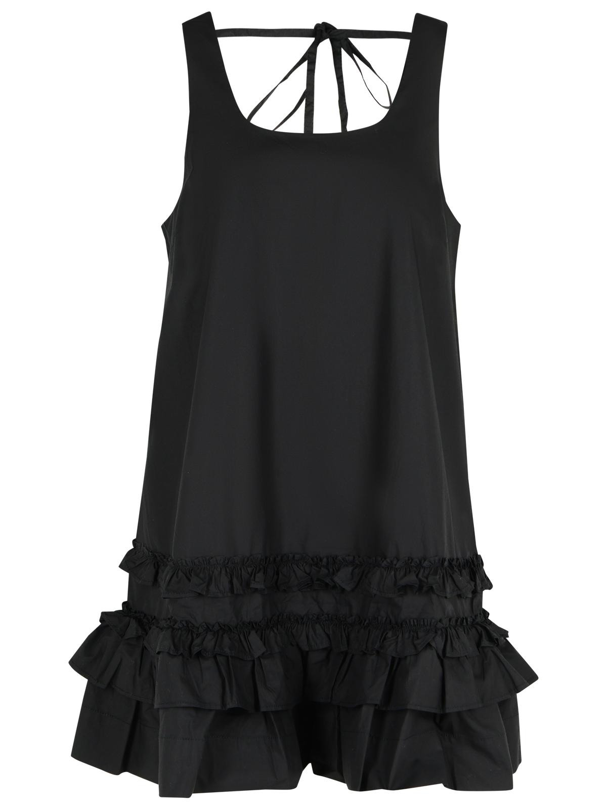 Ganni Mini Dress In Black Cotton Poplin Women - 1