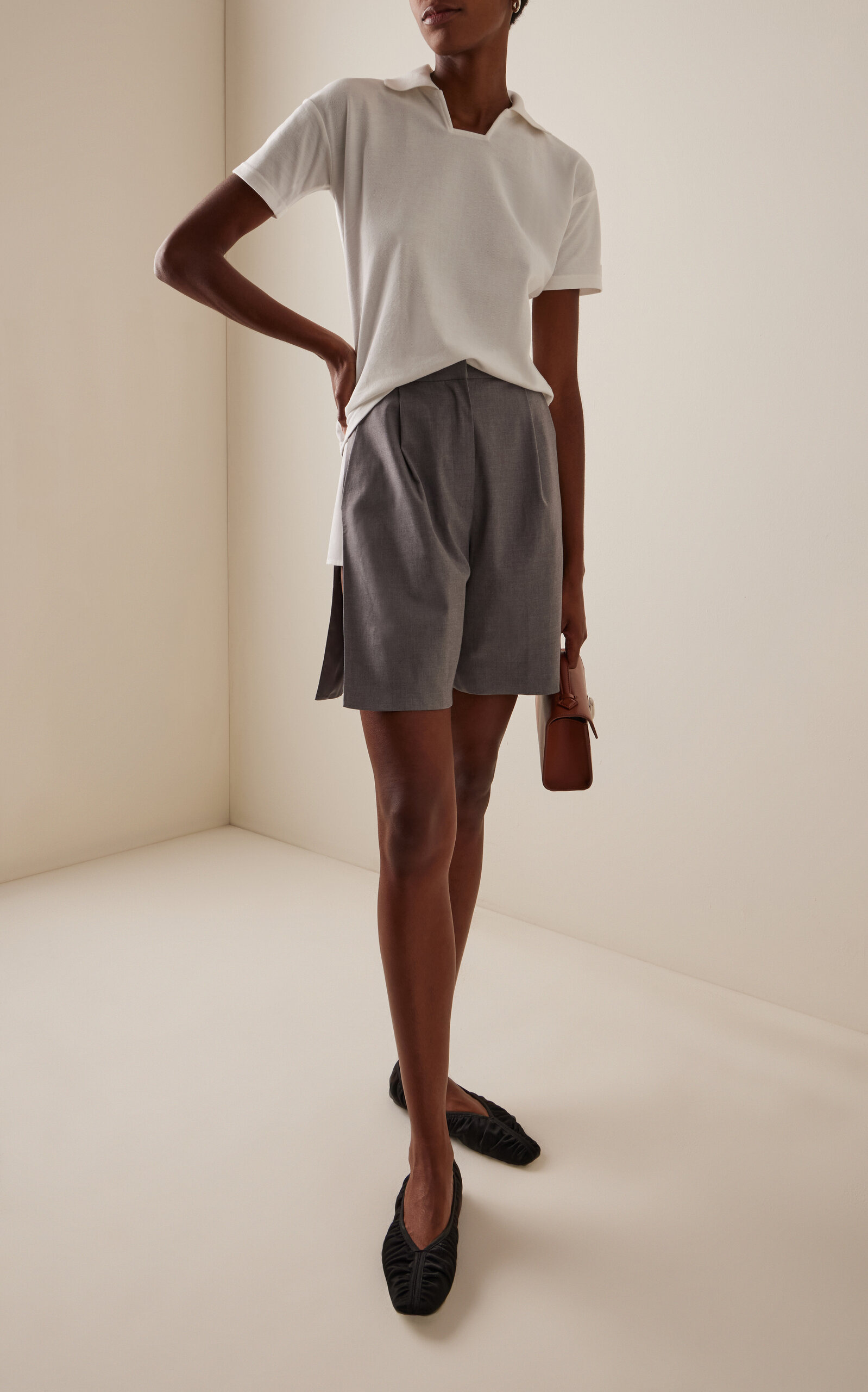 Square-Neck Cotton Polo Shirt white - 3
