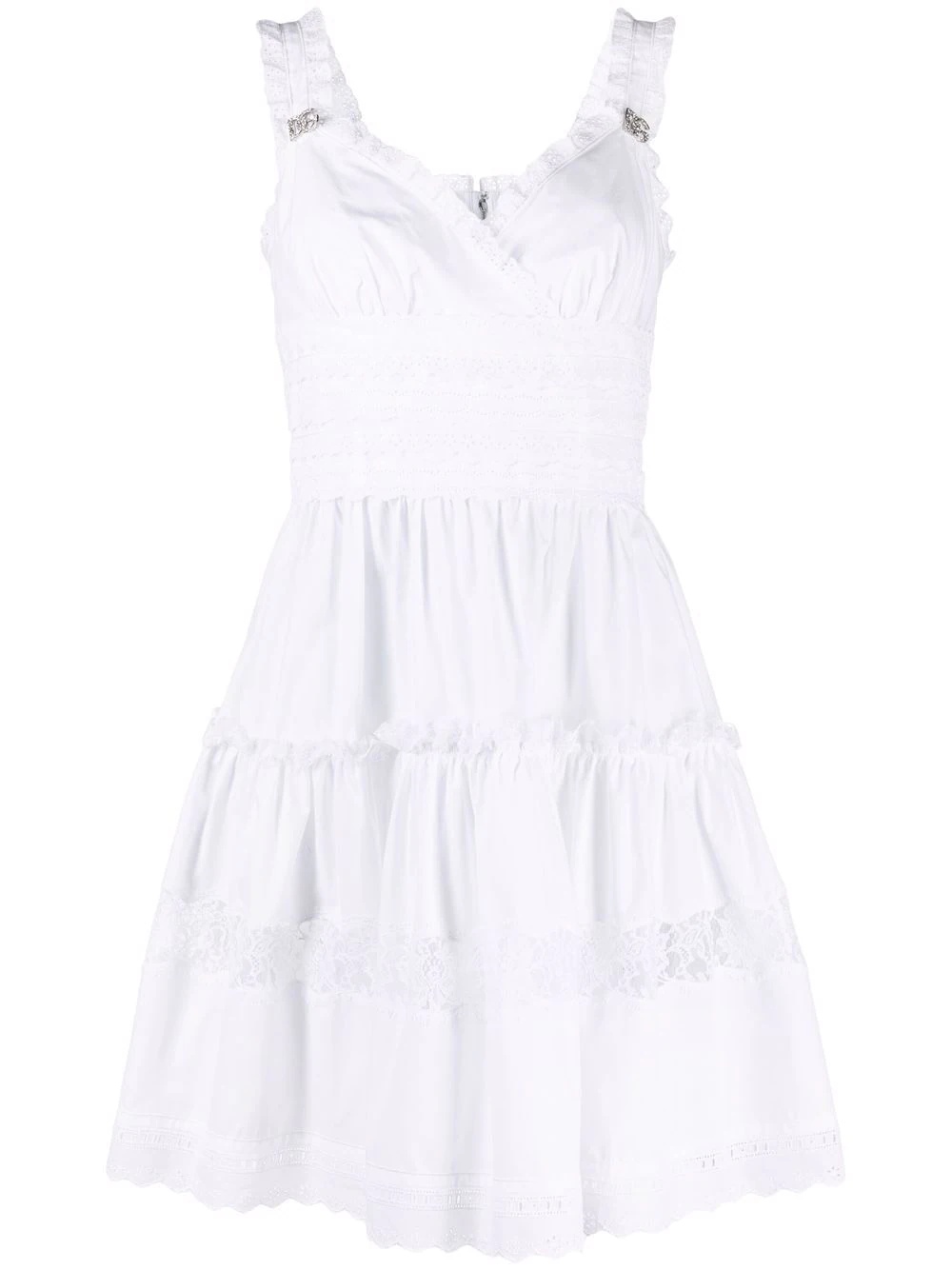broderie-anglaise tiered minidress - 1