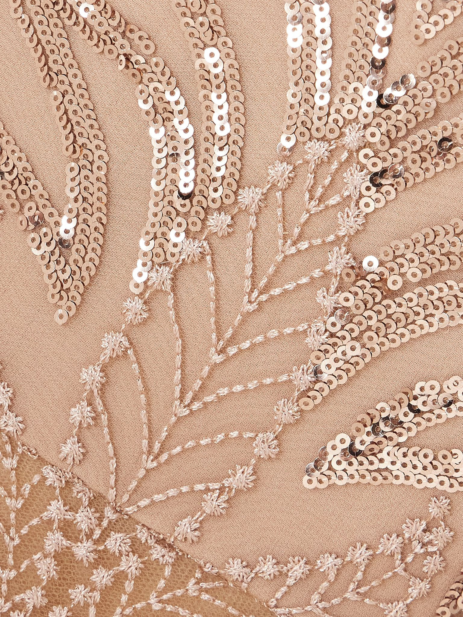 Pleated sequined embroidered tulle gown Beige - 4
