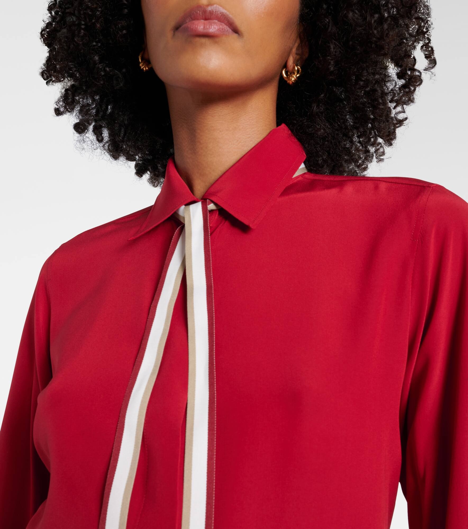 Apollo bow-detail silk crêpe blouse - 4