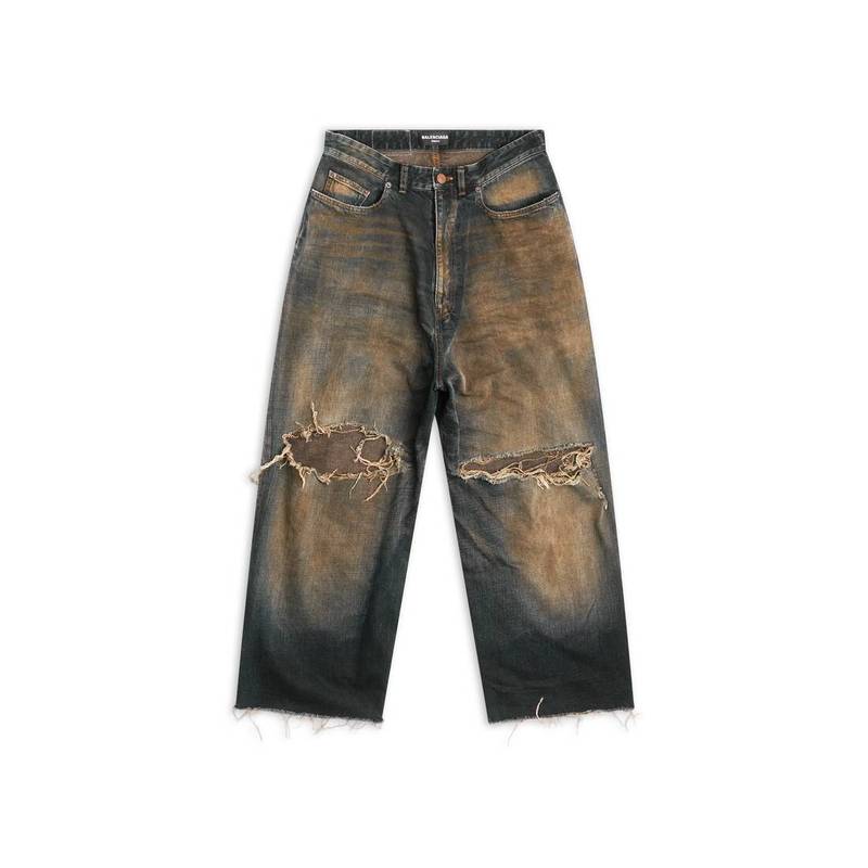 Men's Destroyed Skater Jeans in Blue - 1