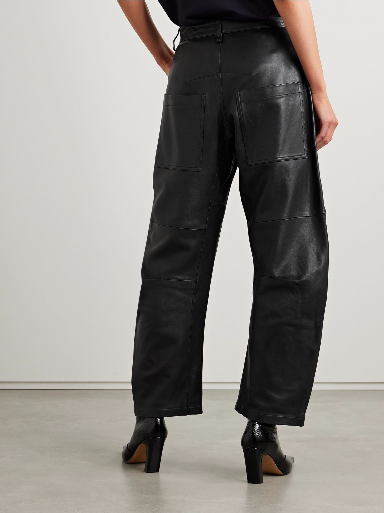 Shon leather tapered pants Black - 3