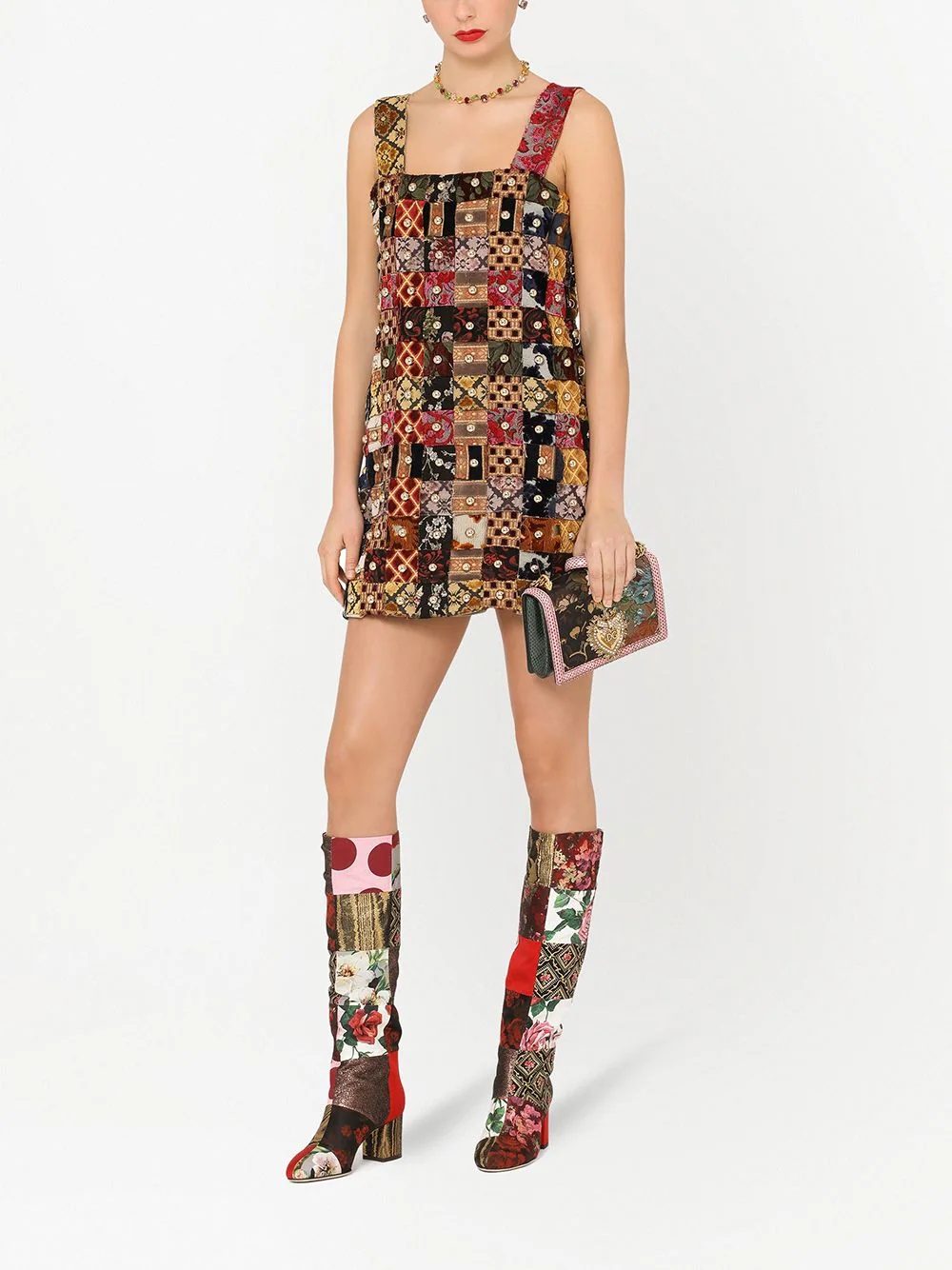 patchwork studded minidress - 2