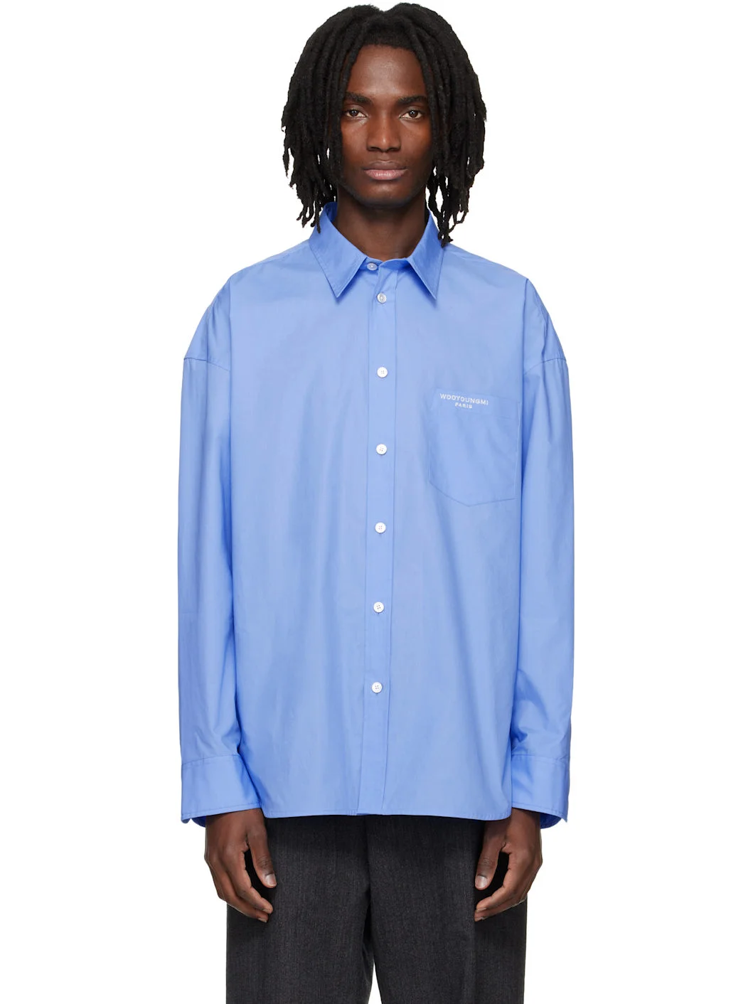 Blue Oversized Cotton Shirt - 1