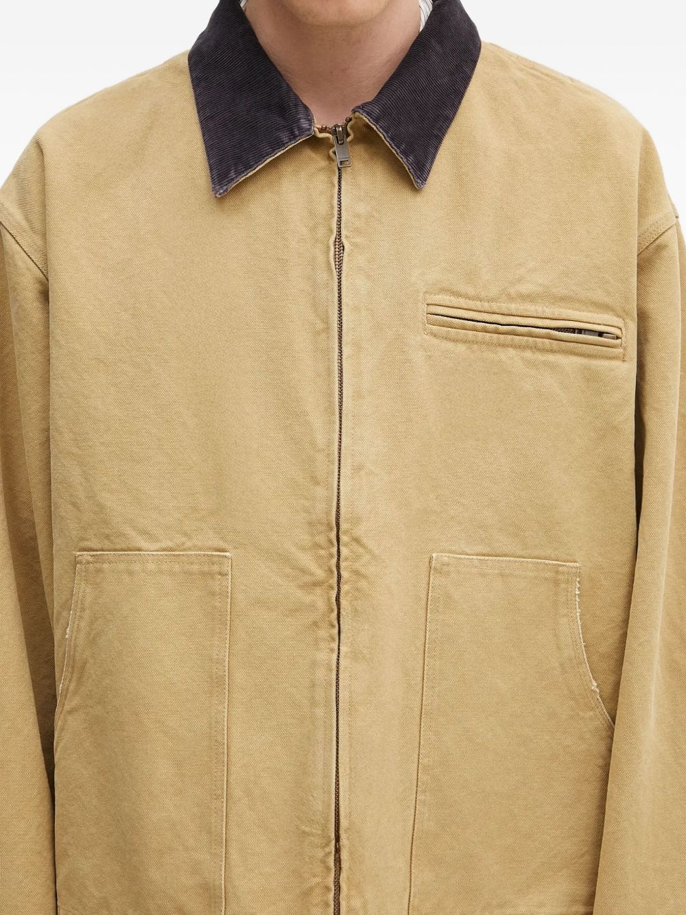 corduroy-collar overshirt - 4