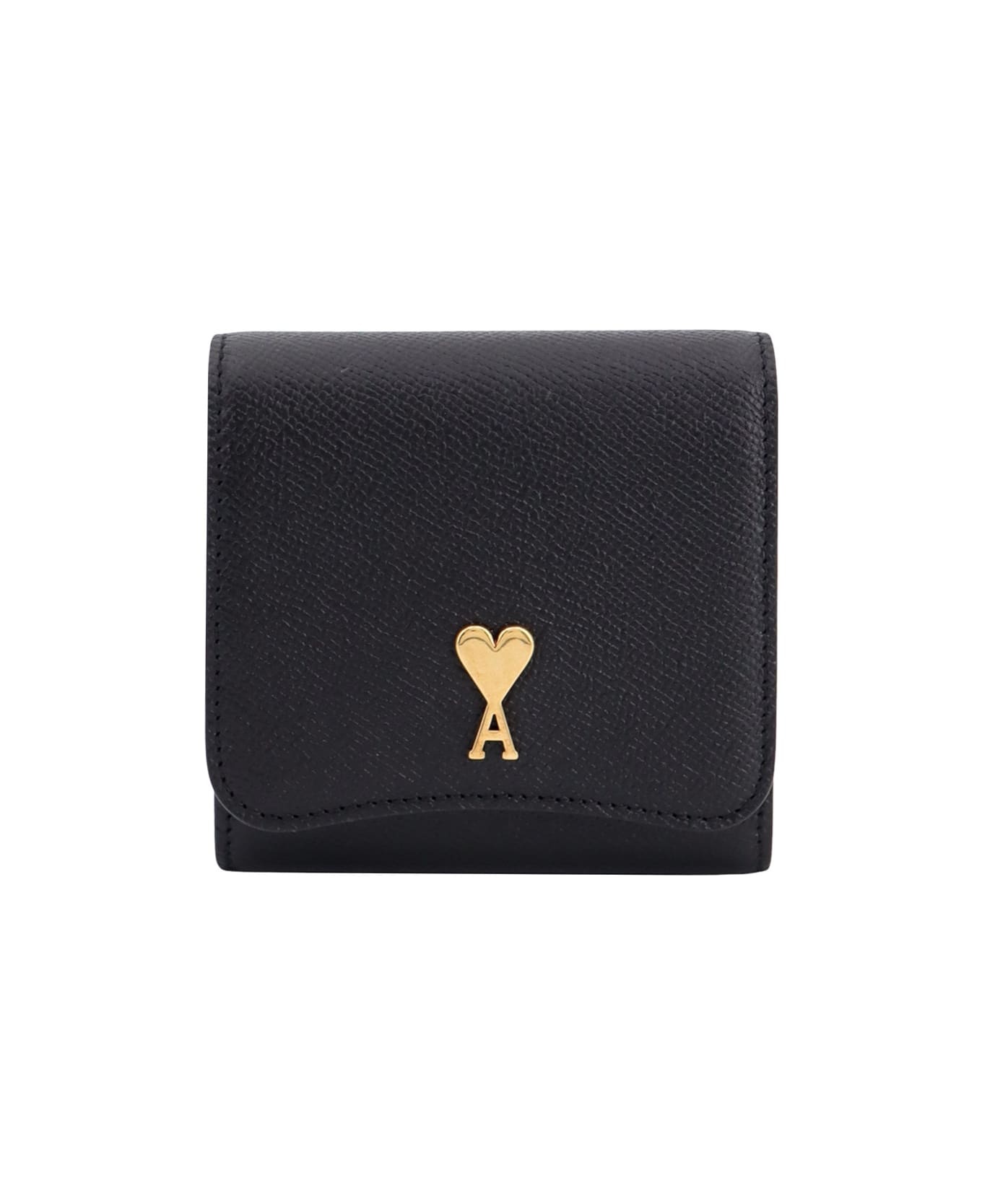 ★AMI PARIS★ [Army] FW23 Wallet USL101AL0036001 Black/Vibrated Brass Paris Paris Zipped Card Holder | AMI PARIS
