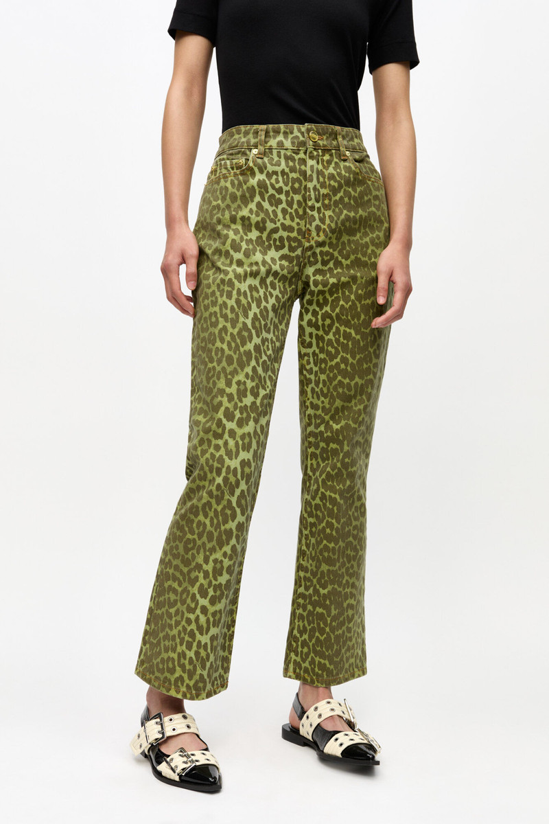 GREEN LEOPARD BETZY CROPPED JEANS 3