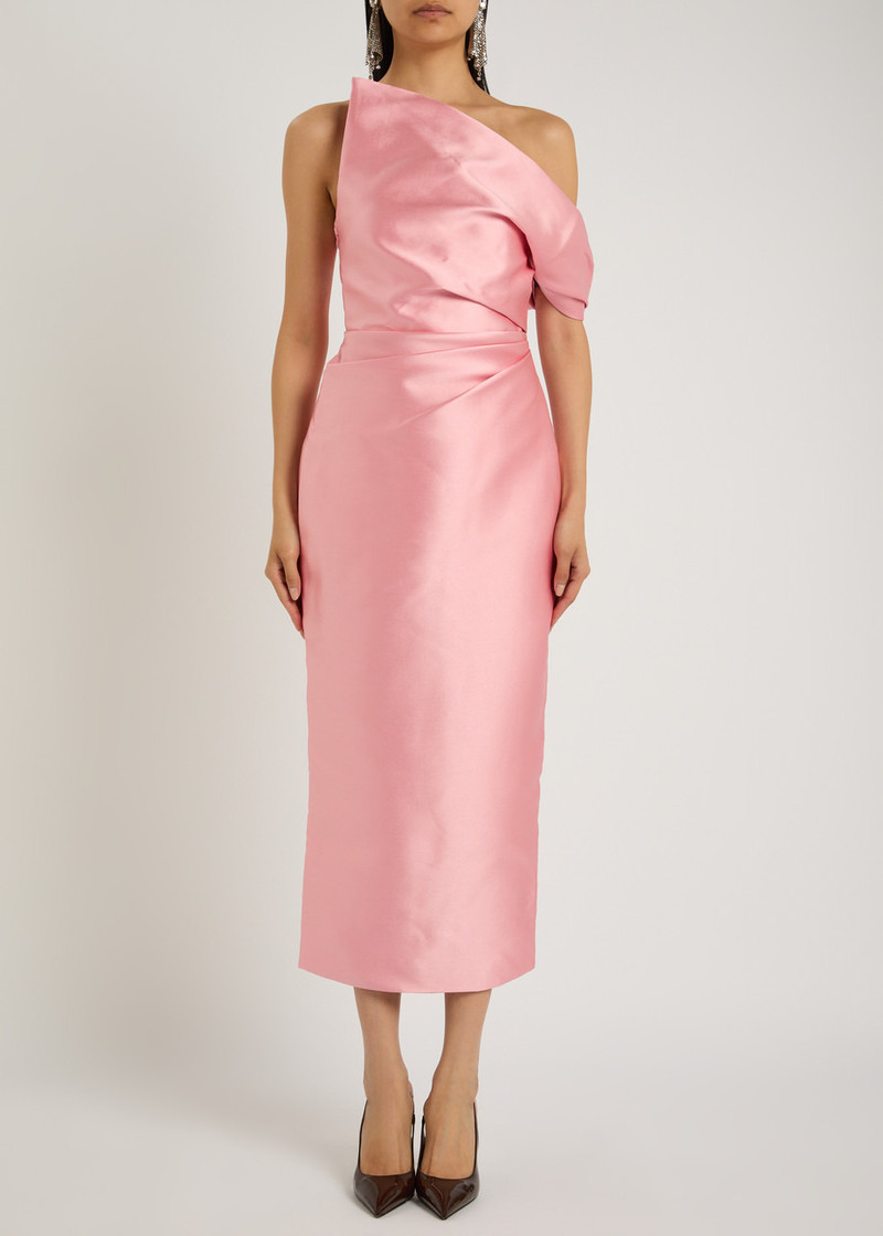 SOLACE LONDON Solace London Ellison One-shoulder Faille Midi Dress outlook