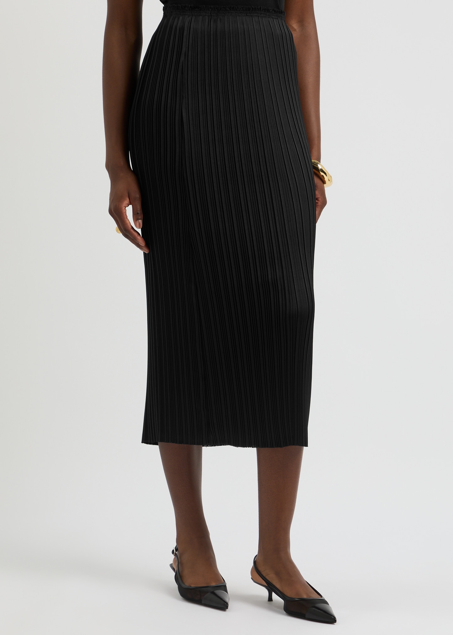 Plissé satin midi skirt - 2