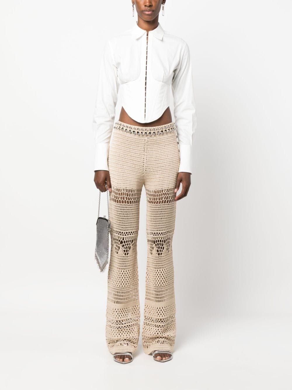 high-waisted knitted trousers - 2