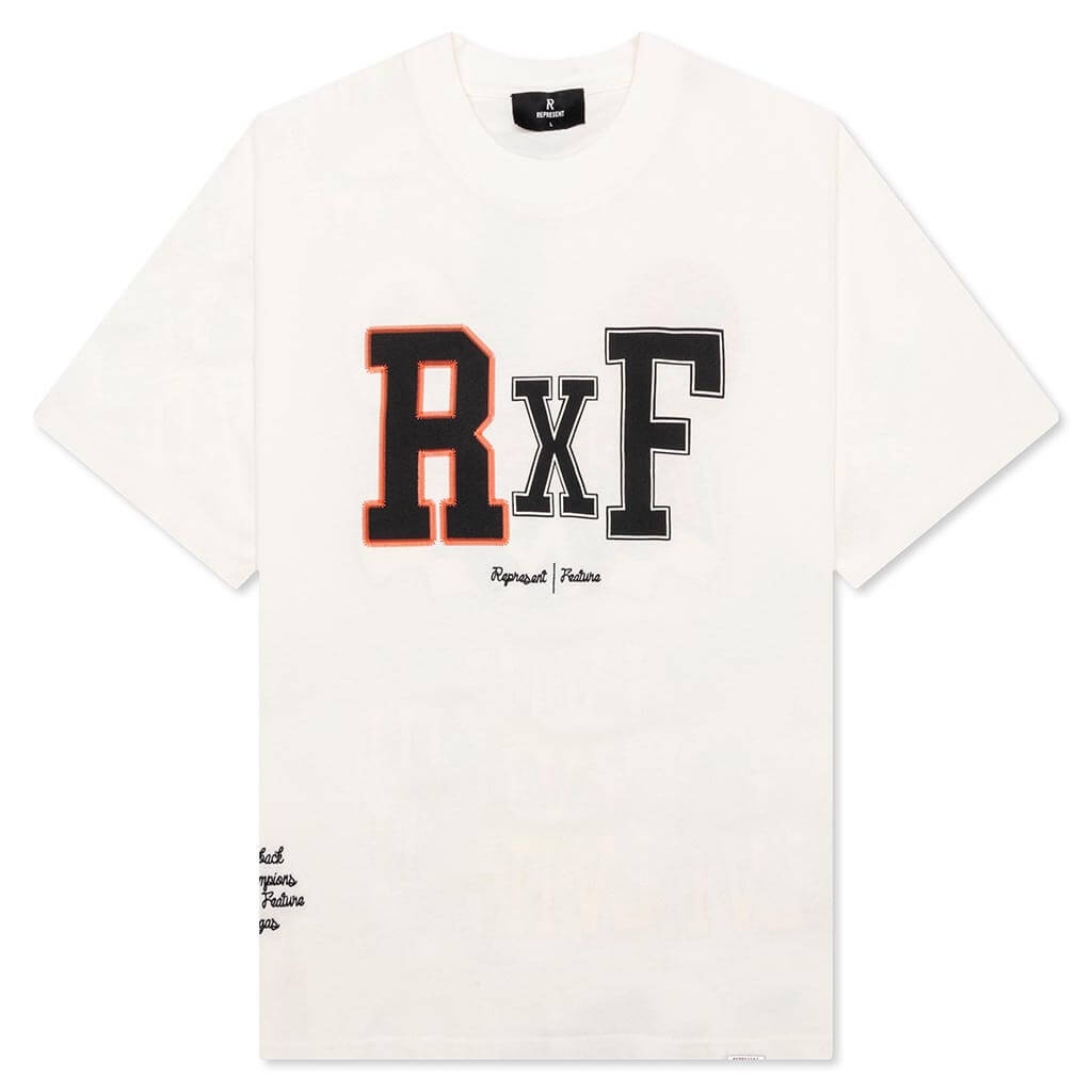 FEATURE X REPRESENT CHAMPIONS T-SHIRT - FLAT WHITE - 1