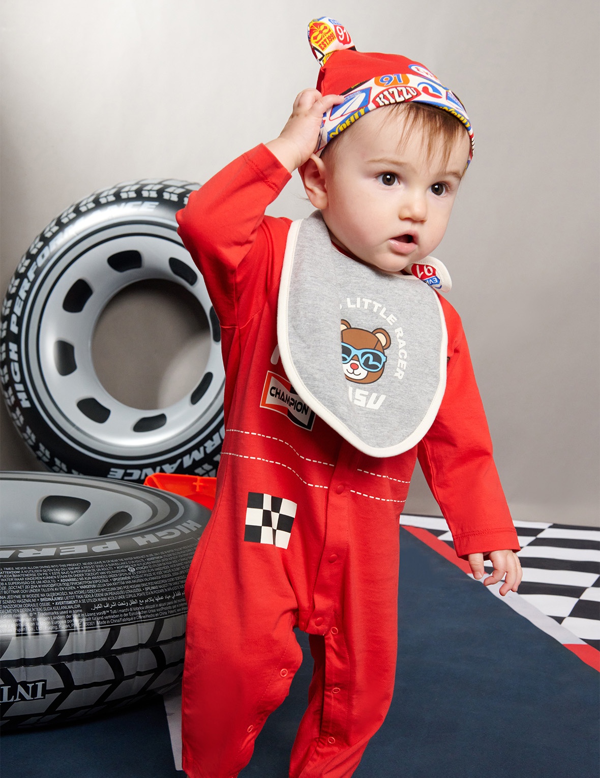 RACING BADGE AND LOGO BABY BEAR HAT - 9