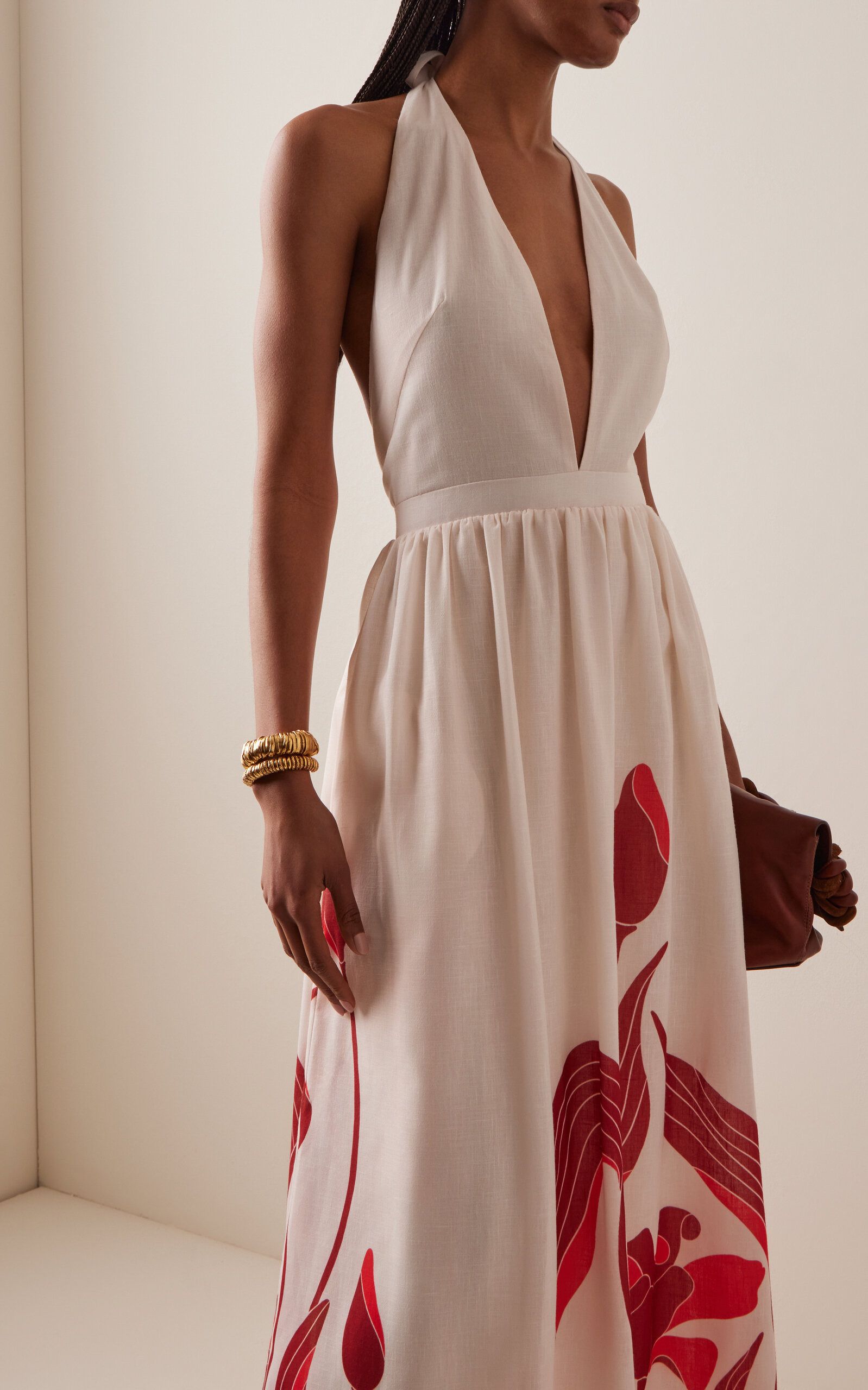 Mi Esplendor Linen Gown red - 3