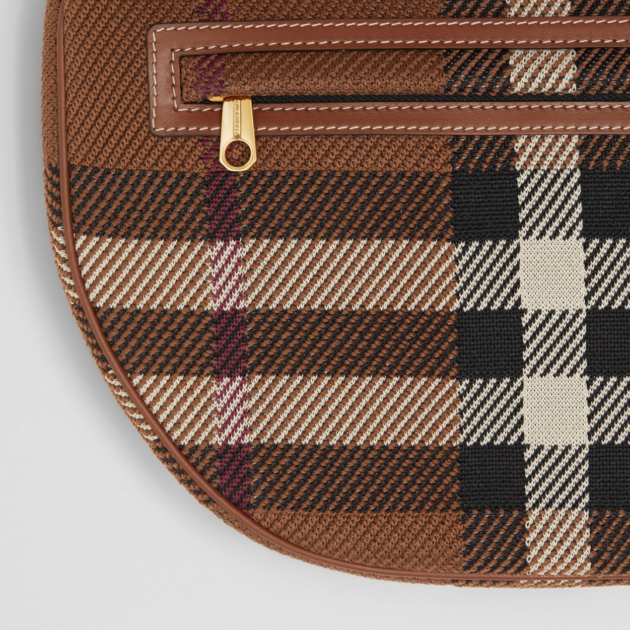Large Knitted Check and Leather Olympia Pouch - 2