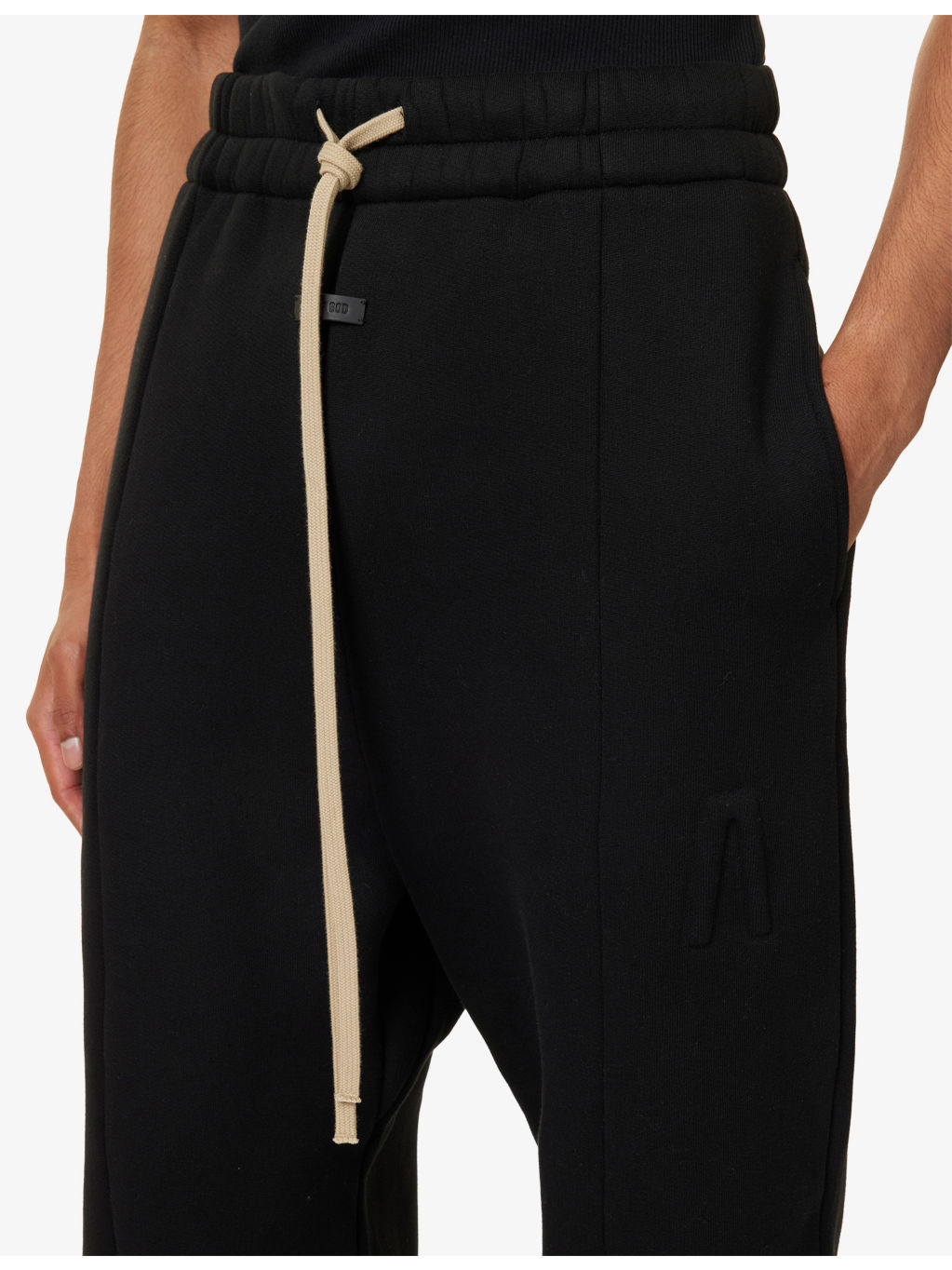 Wide Leg Drawstring Cotton-Blend Jogging Bottoms - 5