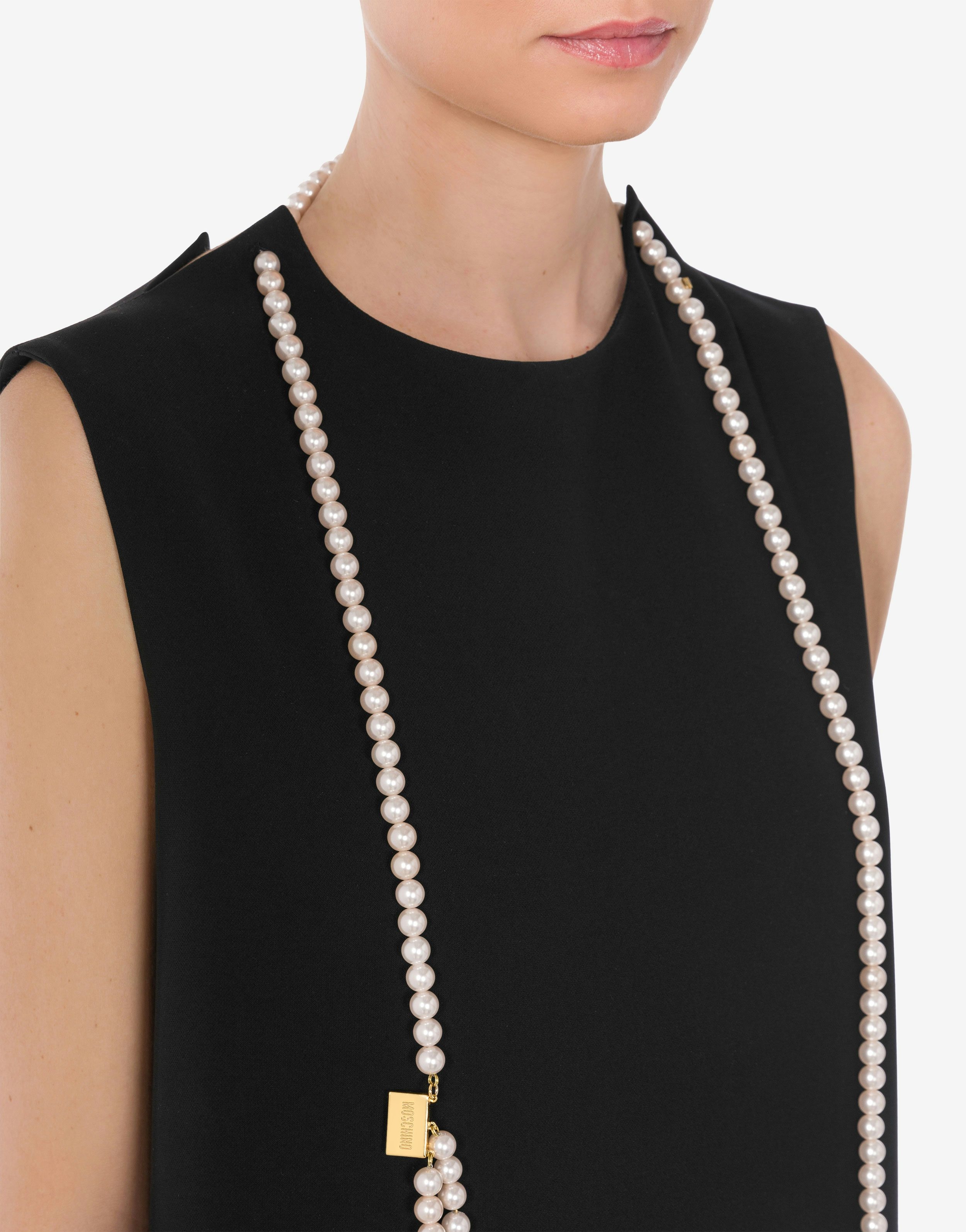 DRESS IN STRETCH CREPE PEARLS - 4