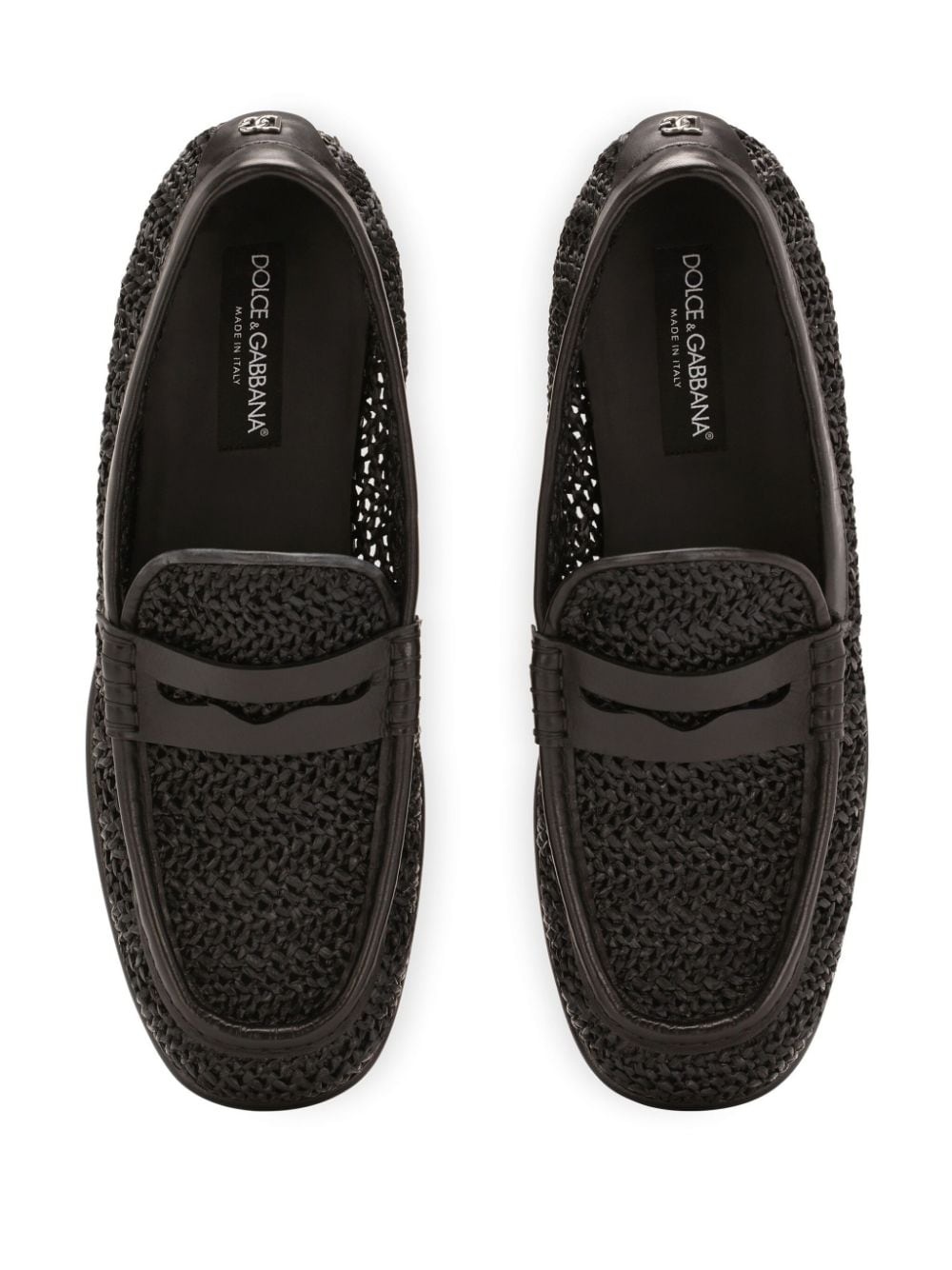 interwoven raffia penny loafers - 4