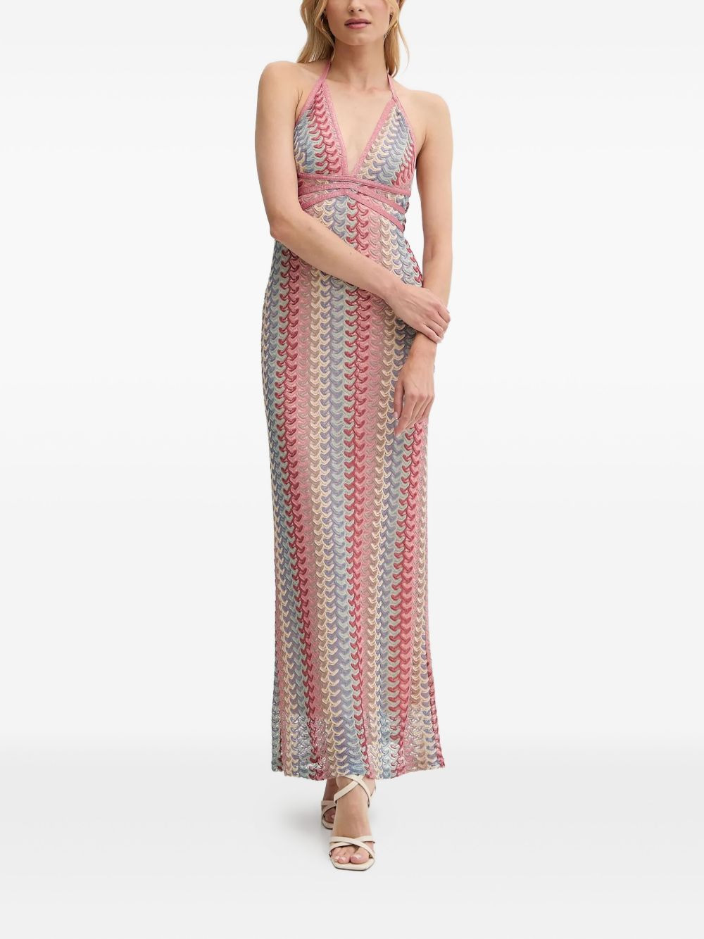 halterneck crochet maxi dress - 2