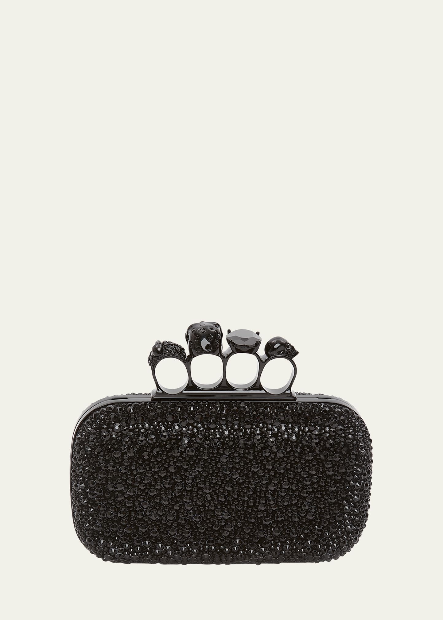 Skull Four-Ring Spike Crystal Clutch Bag - 3