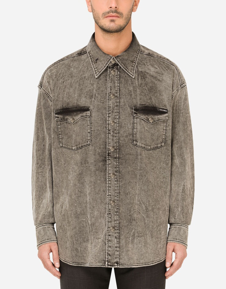 Gray wash denim shirt - 1