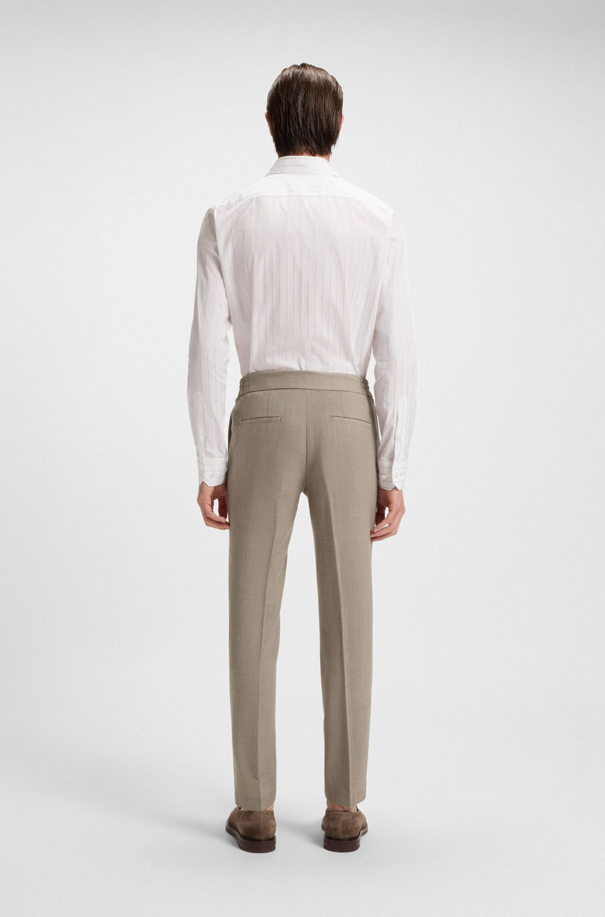SLIM-FIT PANTS IN MICRO-PATTERNED WOOL - 4