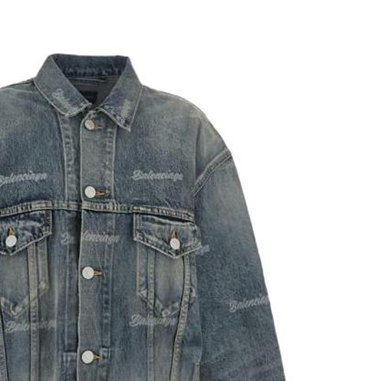 (WMNS) Balenciaga Denim Jacket 'Blue' 745037TNW014012 - 4