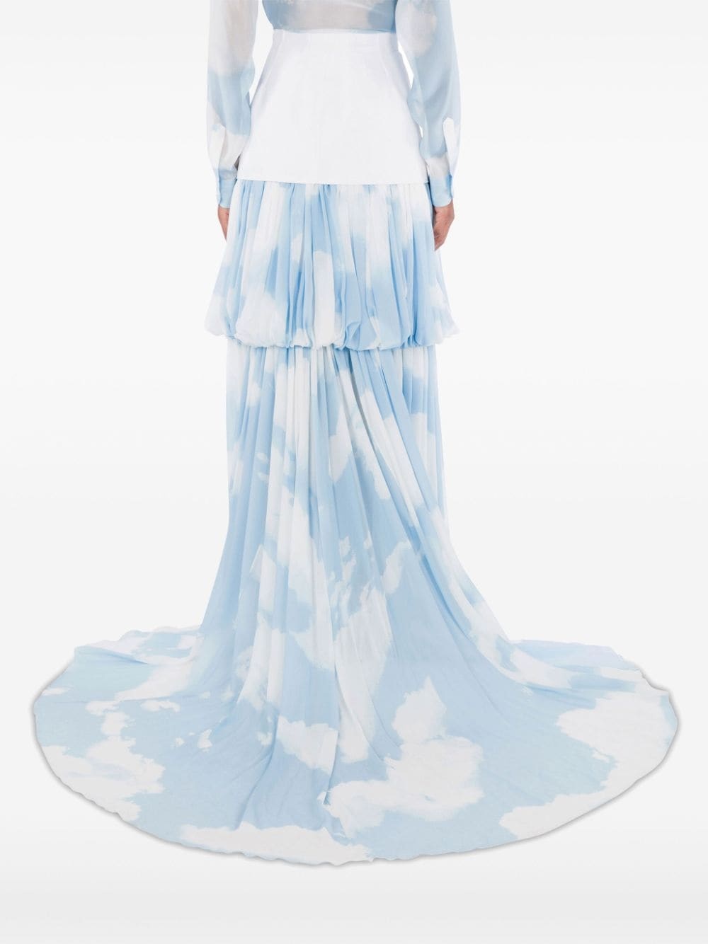 tiered train silk skirt - 3